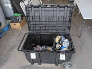 lot 807 image: Husky Mobile Job Box 50 Gallon and Painting Supplies - V