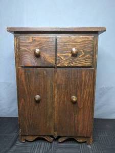 lot 794 image: Vintage 2-Drawer Wood Storage Cabinet - V