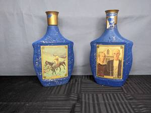 lot 796 image: (2) Antique Blue Bottle Beams Choice Collectors Edition Decanters - N