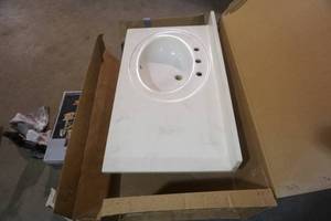 lot 11 image: Cultured Marble Bathroom Vanity Top With Left Side Sink