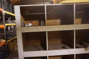 lot 47 image: Large Cubed Wood Storage Shelf Including Contents Pictured