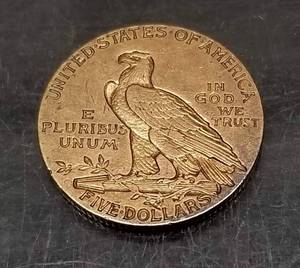 1912-S US $5 GOLD INDIAN