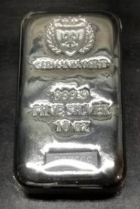 10 TROY OZ .999 FINE SILVER BAR GERMANIA MINT