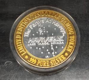 .999 FINE SILVER HARVEYS CASINO ROUND .6 TROY OZ