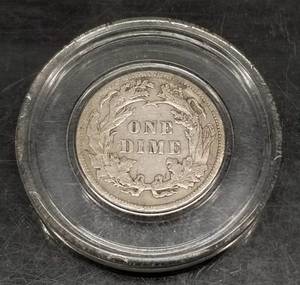 1885 US SEATED LIBERTY DIME IN AIRTITE