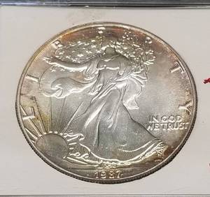 1987 AMERICAN SILVER EAGLE 1 TROY OZ .999 FINE SILVER DOLLAR