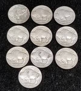 GROUP OF 10 US BUFFALO NICKELS