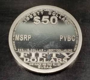 2008 $50 NORFED 1 TROY OZ .999 FINE SILVER ROUND