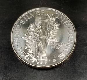 1 TROY OZ .999 FINE SILVER MERCURY DIME DESIGN
