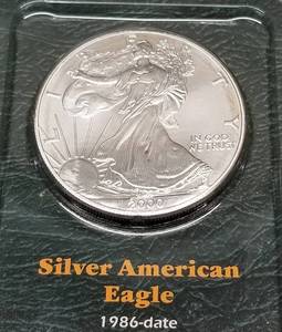 2000 AMERICAN SILVER EAGLE 1 TROY OZ .999 FINE SILVER DOLLAR