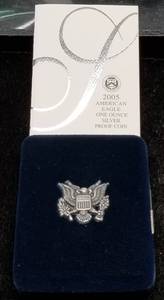 2005 PROOF AMERICAN SILVER EAGLE IN ORIGINAL PACKAGING