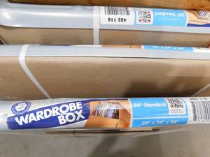 lot 17 image: (3) Wardrobe Moving Box with Metal Hanging Bar and Handles (24 in. L x 24 in. W x 34 in. D)