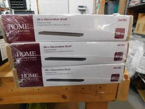 lot 53 image: (3) Home Decorators Collection 35.4 in. L x 10 in. W Floating Espresso Shelf