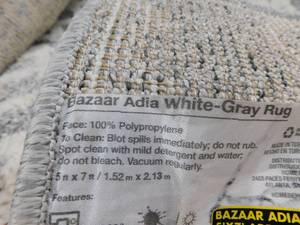 lot 69 image: Bazaar Adia WhiteGrey 5 ft. x 7 ft. Geometric Polypropylene Area Rug
