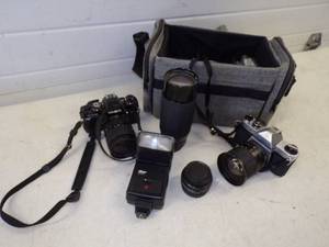 Minolta X - 700 and Pentax K-1000 with lenses and Flash with Case