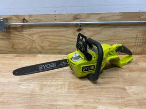 lot 13 image: RYOBI 40V Brushless 14 in. Cordless Battery Chainsaw (Tool Only)