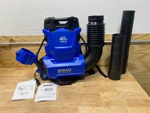 lot 24 image: KOBALT 40-volt 690-CFM 135-MPH Brushless Backpack Cordless Electric Leaf Blower (Tool Only)