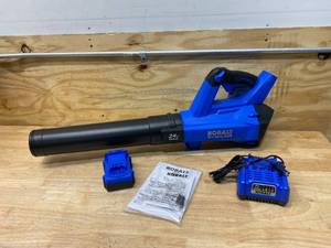 lot 25 image: KOBALT 24V Max Brushless Handheld Cordless Electric Leaf Blower with Battery (4 Ah) and Charger