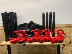 lot 67 image: CRAFTSMAN Lot of 4- 12-Amp 450-CFM 260-MPH Corded Electric Leaf BlowerVacuum (non-working)