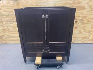 lot 74 image: HOME DECORATORS COLLECTION Claxby 30 in. W x 34 in. H x 21 in. D Bathroom Vanity Cabinet Only in Chocolate
