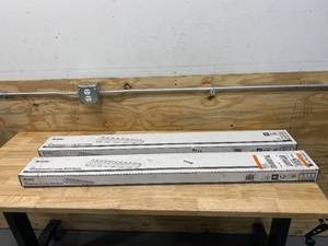 lot 61 image: LITHONIA LIGHTING Lot of 2- 3348 Lighting Two-Light Fluorescent Ceiling Fixtures, White,4-feet (direct wire)