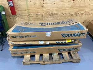 lot 156 image: DURAVIT Lot of 3- Shower tray Architec 60x30, white w.integr.panel a.flange,drain right