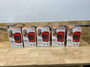 lot 161 image: KUL Lot of 5-  1500 Watt Red Ceramic Fan Heaters - Model 369927