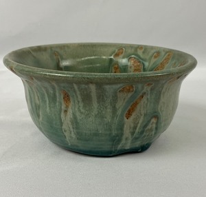 lot 51 image: Two Unique Signed Studio Pottery Bowls in Shades of Green