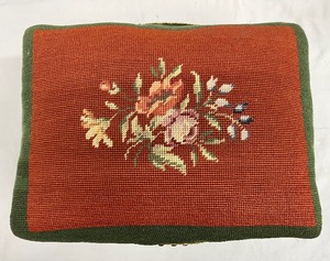 lot 151 image: Antique Cross Stitch Wooden Foot Stool