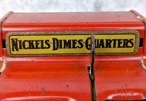 lot 29 image: 1930s Uncle Sams Metal 3 Coin Register Bank