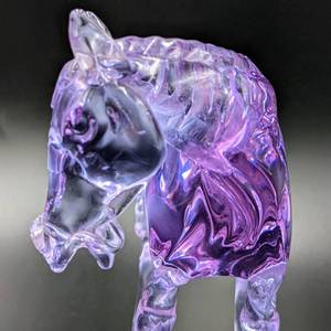 lot 11 image: RARE Signed Pino Signoretto Murano Neodymium Horse Sculpture - Alexandrite Glass
