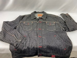lot 92 image: Vintage Guess Denim Jacket - XL Striped Fabric