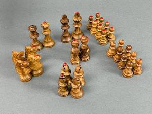 lot 138 image: Handsome Vintage Wooden Chess Set