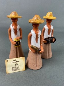 lot 137 image: Lime Clay Faceless Dolls from the Dominican Republic - Folkloric Musicians