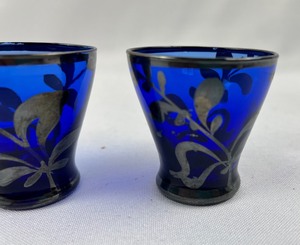 lot 39 image: Bohemian Cobalt and Silver Vintage Shot Glasses