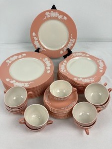 lot 191 image: Vintage Lenox Apple Blossom Pink & White China Service for 12- Pristine