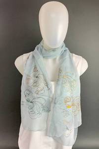 lot 204 image: Three Lovely Vintage Scarves - One Hand-Painted in Paris