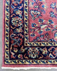 lot 103 image: Luxurious Wool Extra Long Red Floral Runner Rug - 18 Ft 7 In