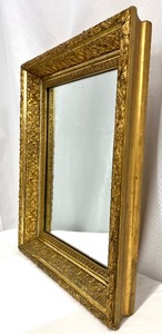 lot 93 image: Vintage Gold Gilt Wood Ornately Framed Wall Mirror - 14 x 18