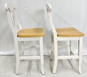 lot 172 image: Two Attractive Wood & White Counter Stools