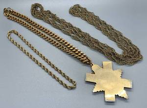 lot 251 image: Three Vintage Gold-Tone Necklaces - One KREMENTZ 1950s
