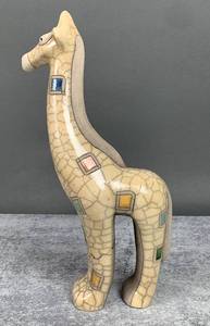 lot 260 image: Raku African Pottery Art Giraffe and Monkey Figurines - Signed by Artist