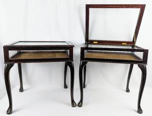 lot 224 image: Two Vintage Wood Vitrines - Side Table Display Cases