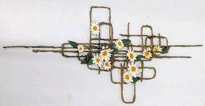 lot 250 image: 1960s Jack Hanson Brutalist Metal Daisies Art - Wall Hanging