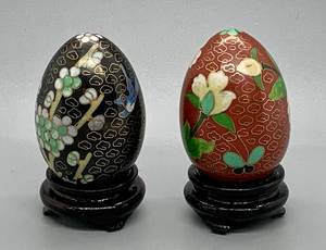 lot 297 image: Two Cloisonne Eggs