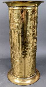 lot 225 image: Vintage England Lombard Umbrella  Cane Holder - Brass Relief Stand