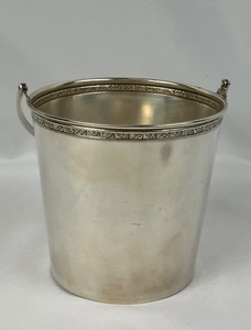 lot 212 image: Vintage Silver-Plated Petite Ice Bucket & Glass Coasters