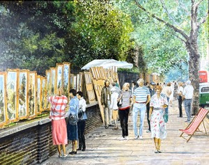 lot 346 image: Elizabeth Picton Framed Oil - London Sidewalk Art Show