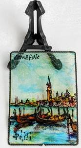 lot 352 image: Murano Glass Painting and Five Wood Paperweight Stands - One Lighted