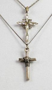 lot 328 image: Vintage Cross Necklaces, Cameo and Faux Pearl Earrings - Krementz  Coro  Marvella, more